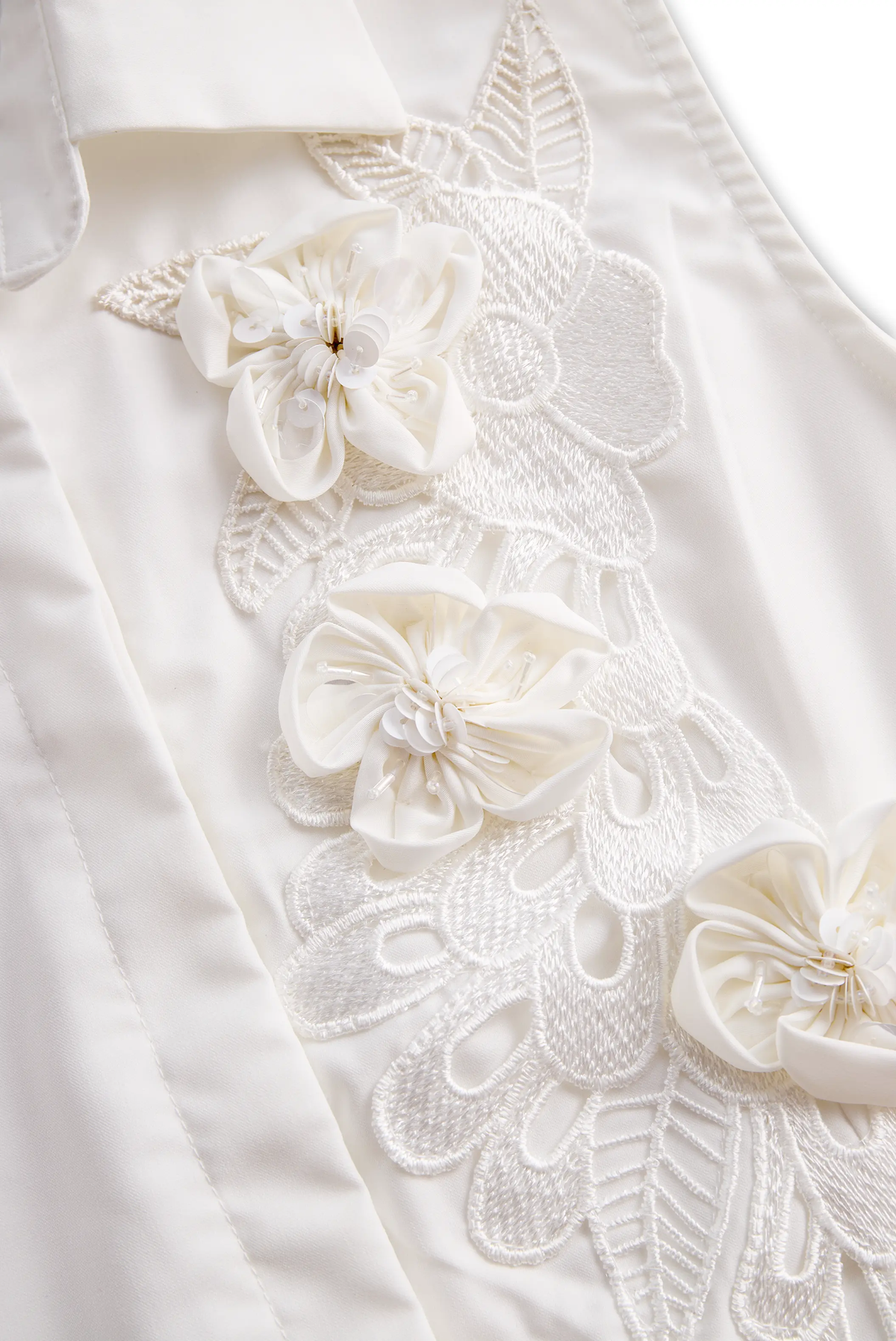 Sleeveless 3D Floral Appliqué Summer Top - T-Shirt CASA LARO