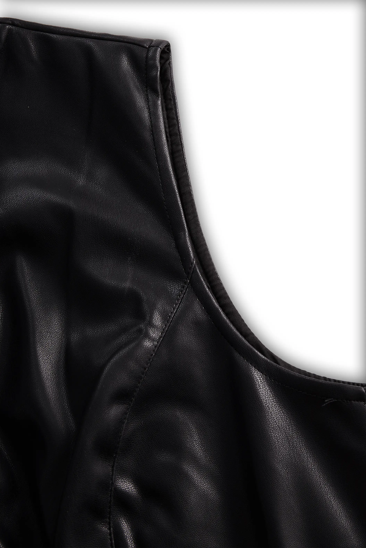 Sleeveless Zip-Front Faux Leather Sleek Look - Romper CASA LARO