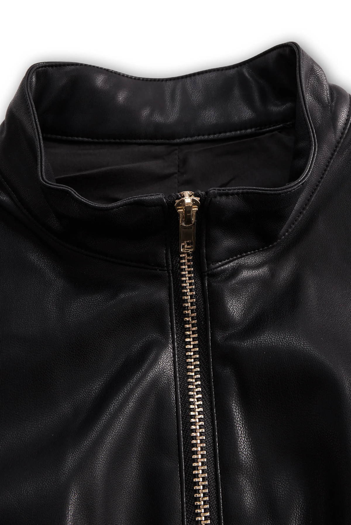 Sleeveless Zip-Front Faux Leather Sleek Look - Romper CASA LARO