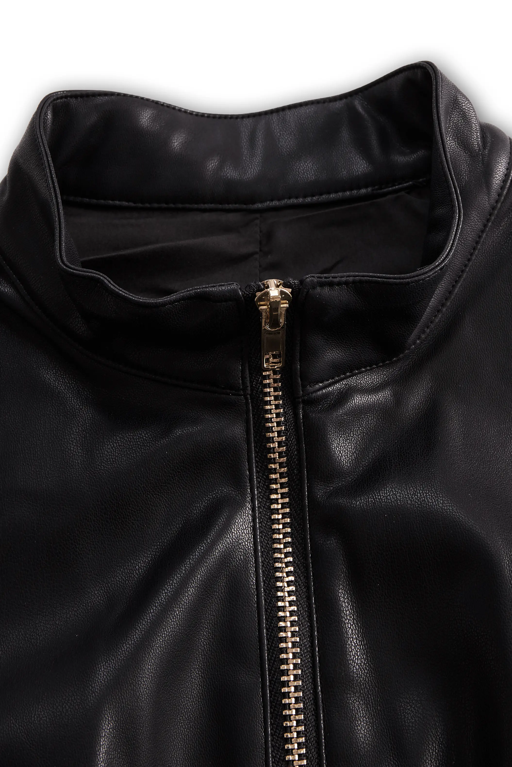 Sleeveless Zip-Front Faux Leather Sleek Look - Romper CASA LARO