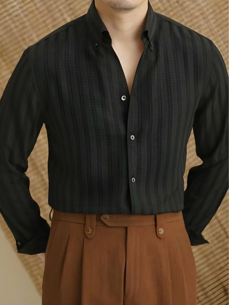 Striped Button Down Seersucker Shirt - Casa  Laro CASA LARO