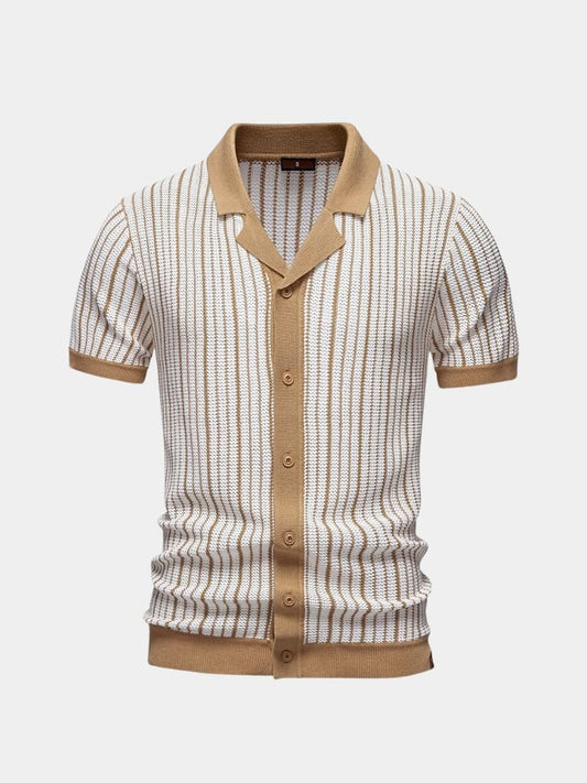Striped Knit Polo Shirt - Casa  Laro CASA LARO