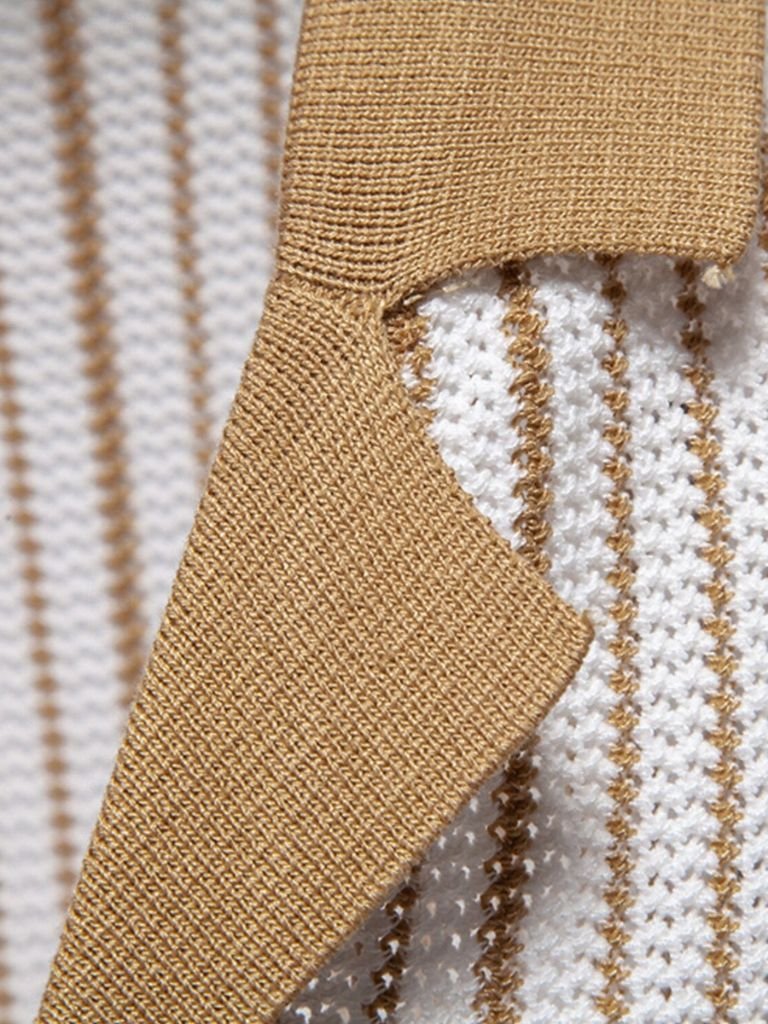 Striped Knit Polo Shirt - Casa  Laro CASA LARO