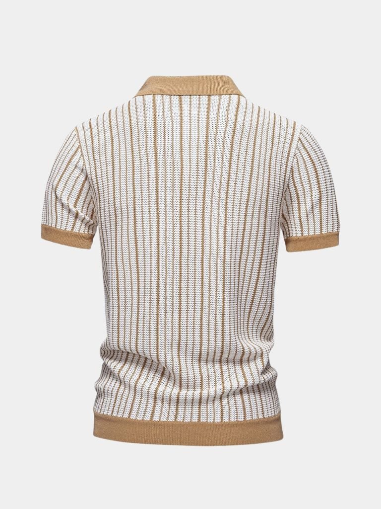 Striped Knit Polo Shirt - Casa  Laro CASA LARO