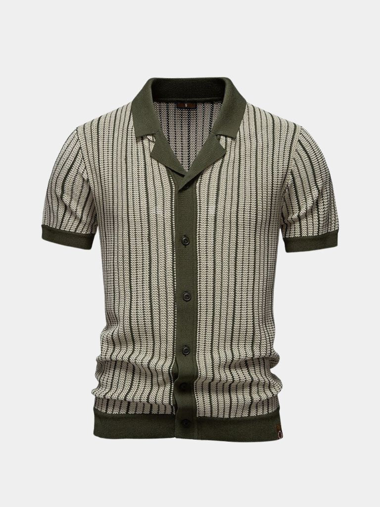 Striped Knit Polo Shirt - Casa  Laro CASA LARO