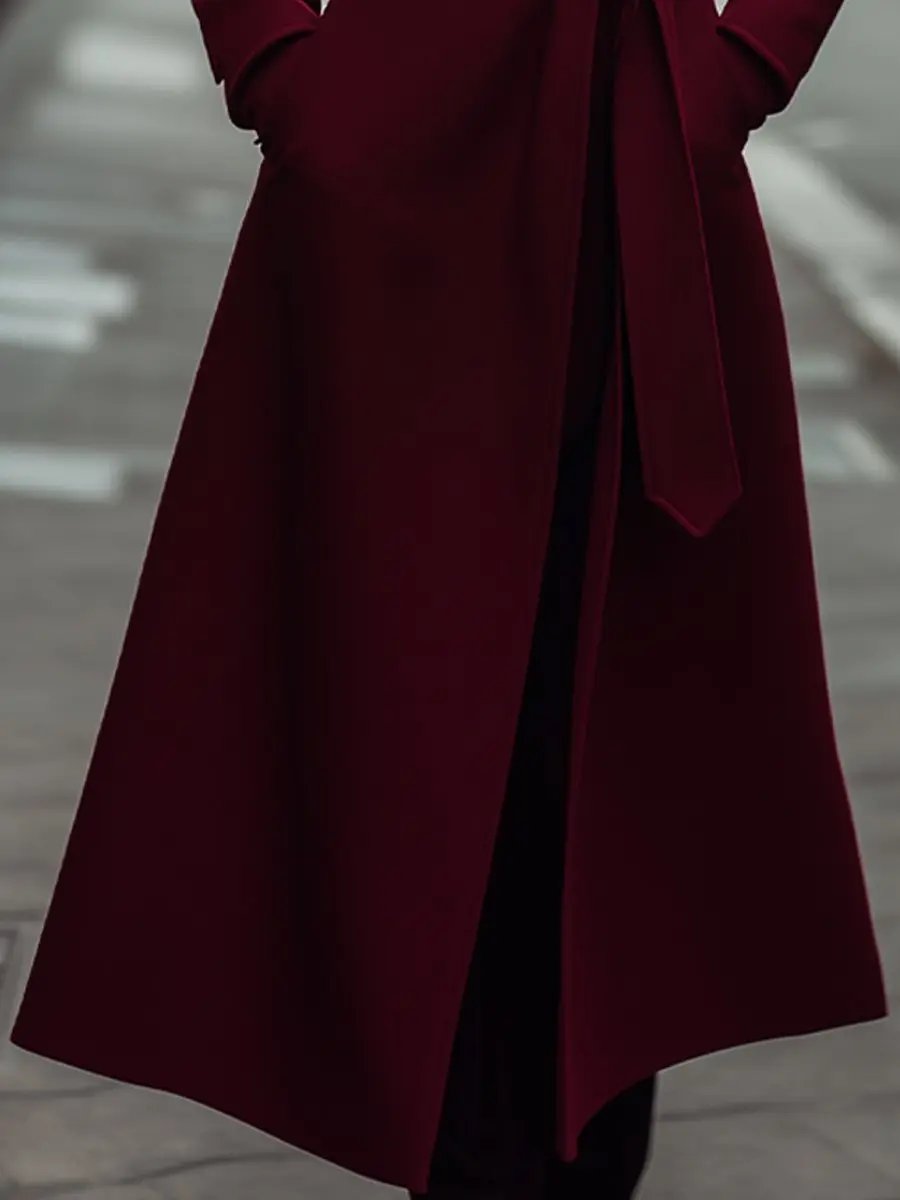 Structured Burgundy Wool Trench, Feminine Fit - Trench Coat CASA LARO
