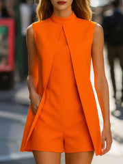 Structured Mandarin Orange Cape Romper - Playsuit CASA LARO