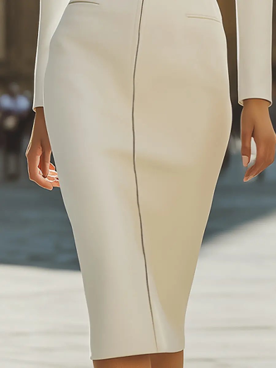 Structured Zip-Front Plain Design - Midi Dress CASA LARO