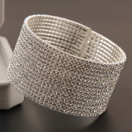 Fashion Multi-Row Rhinestones Open Bangle Dazzleyesjewelry