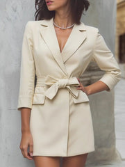 Tailored Blazer-Inspired Belted-Waist Dress - Mini Dress CASA LARO