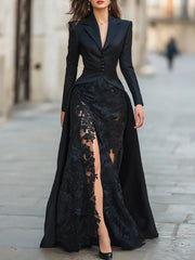 Tailored Blazer-Style Lace Panels, Elegant Evening Look - Maxi Dress CASA LARO