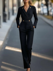 Tailored Gold-Button Detail, Waist-Defining - Jumpsuit CASA LARO