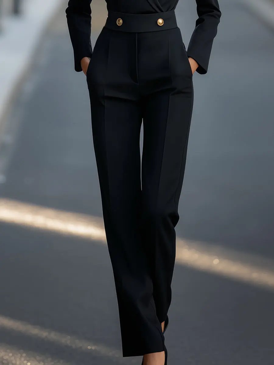 Tailored Gold-Button Detail, Waist-Defining - Jumpsuit CASA LARO