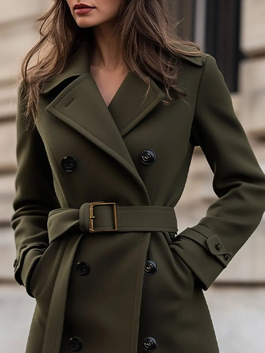 Tailored Olive Green Wool, Classic Winter Style - Wool Coat CASA LARO