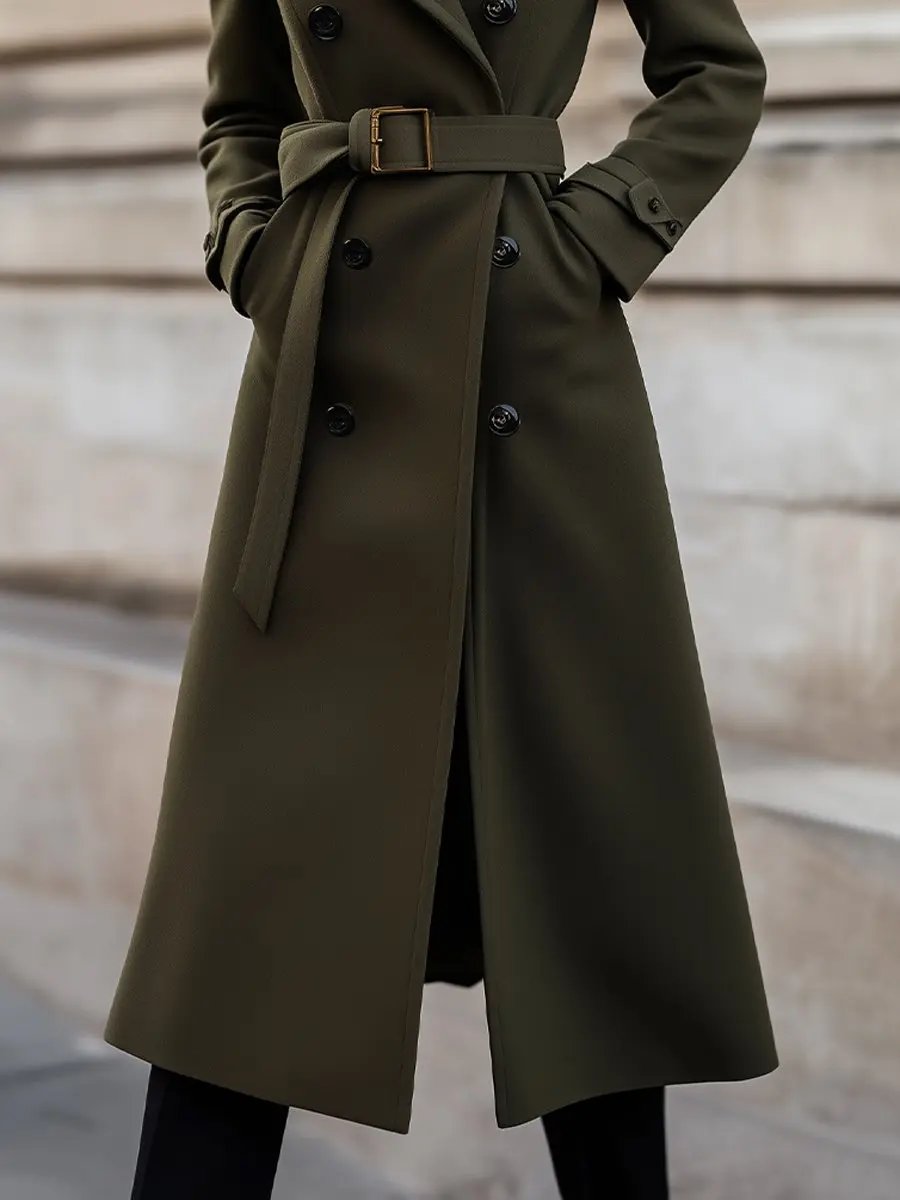 Tailored Olive Green Wool, Classic Winter Style - Wool Coat CASA LARO