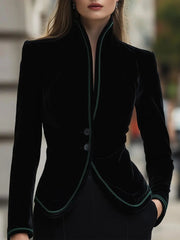 Tailored Velvet Blazer With Contrast Trim - Blazer CASA LARO