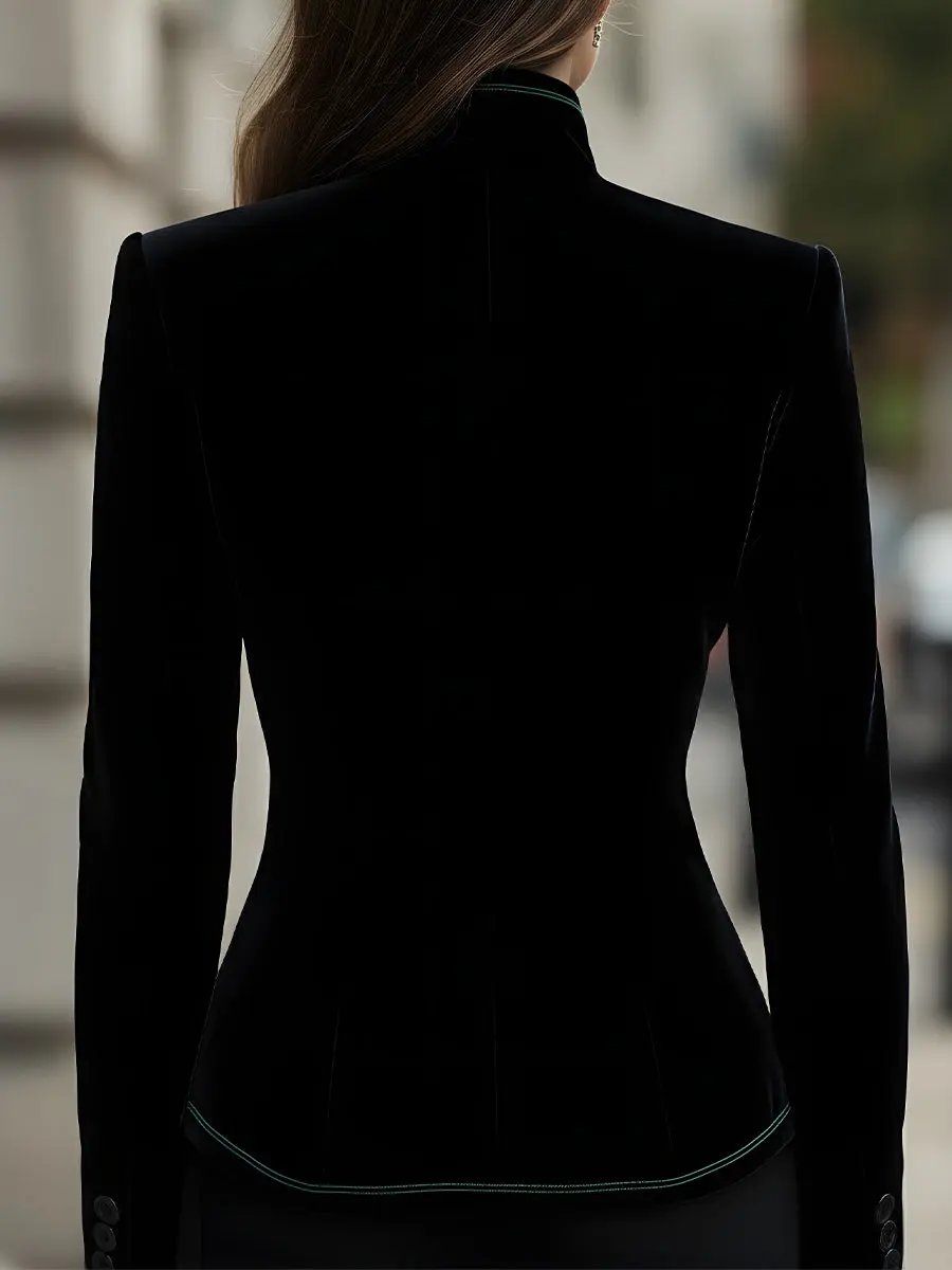 Tailored Velvet Blazer With Contrast Trim - Blazer CASA LARO