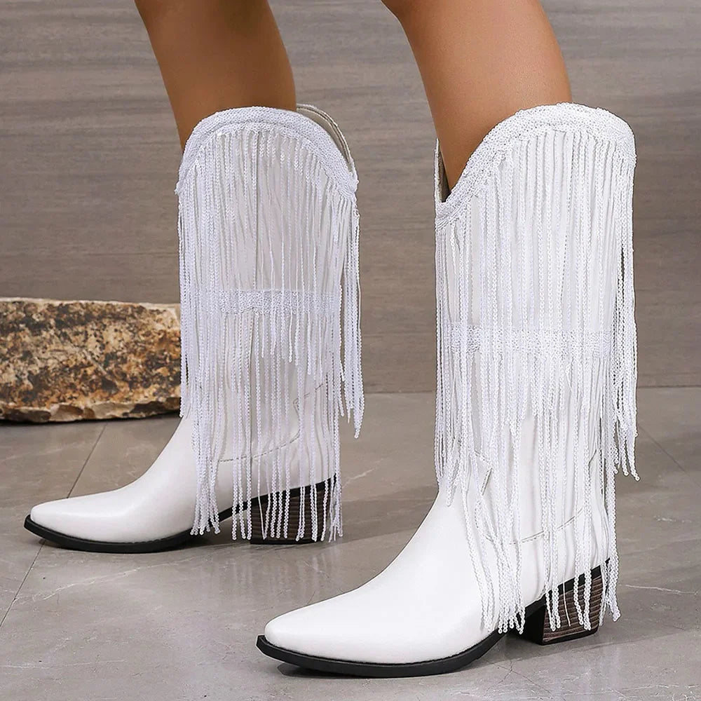 Tan Suede Fringe - Boots CASA LARO WOMEN