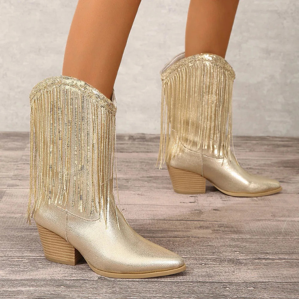 Tan Suede Fringe - Boots CASA LARO WOMEN