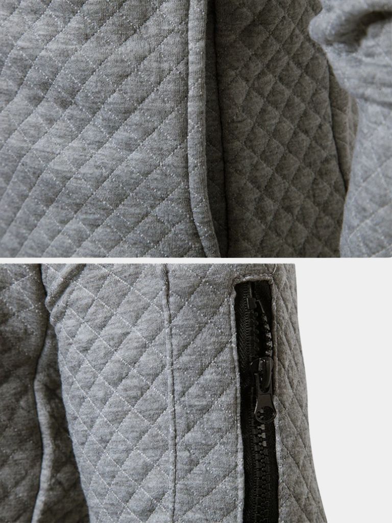 Textured Casual Bomber Jacket - Casa  Laro CASA LARO