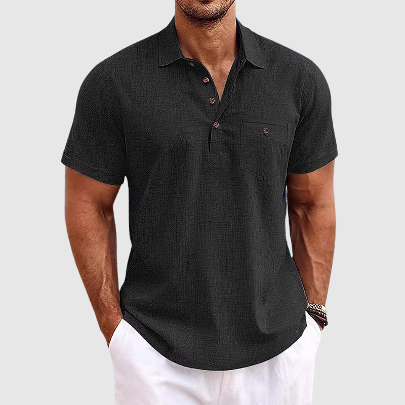 Linen Short Sleeve Polo - T-Shirt