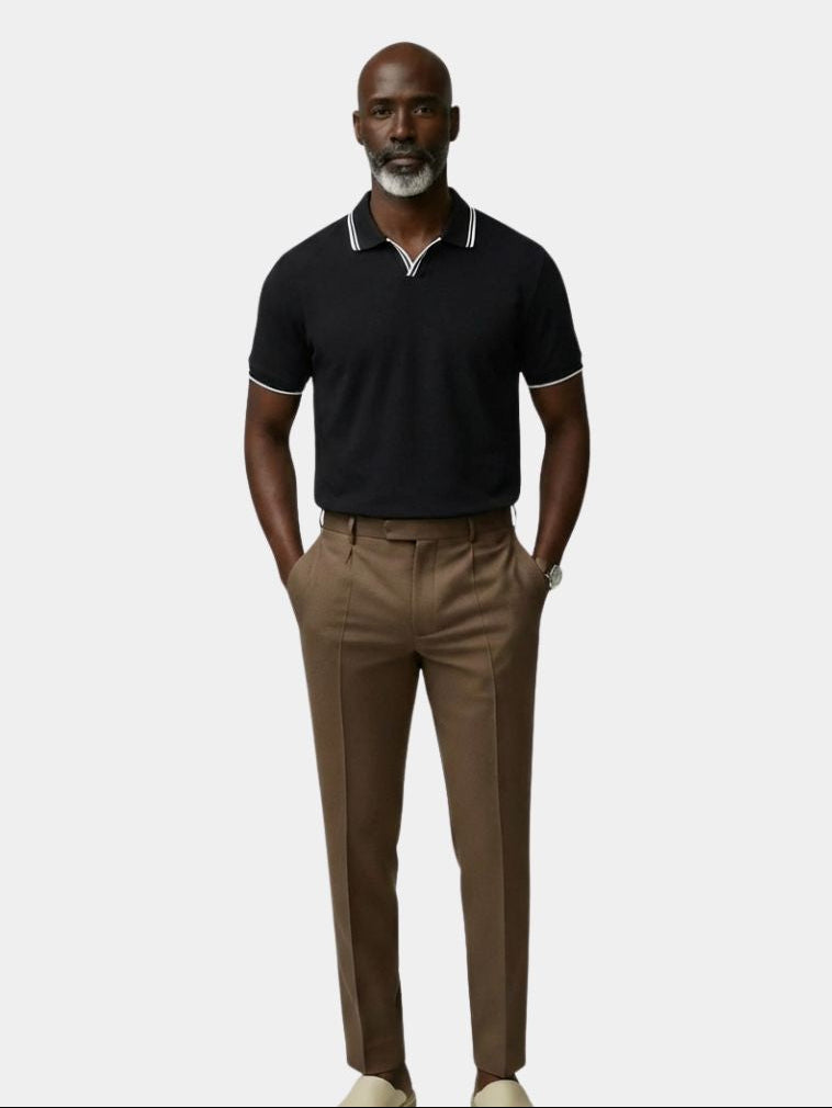 Timeless Black V-Neck Polo - Casa  Laro CASA LARO