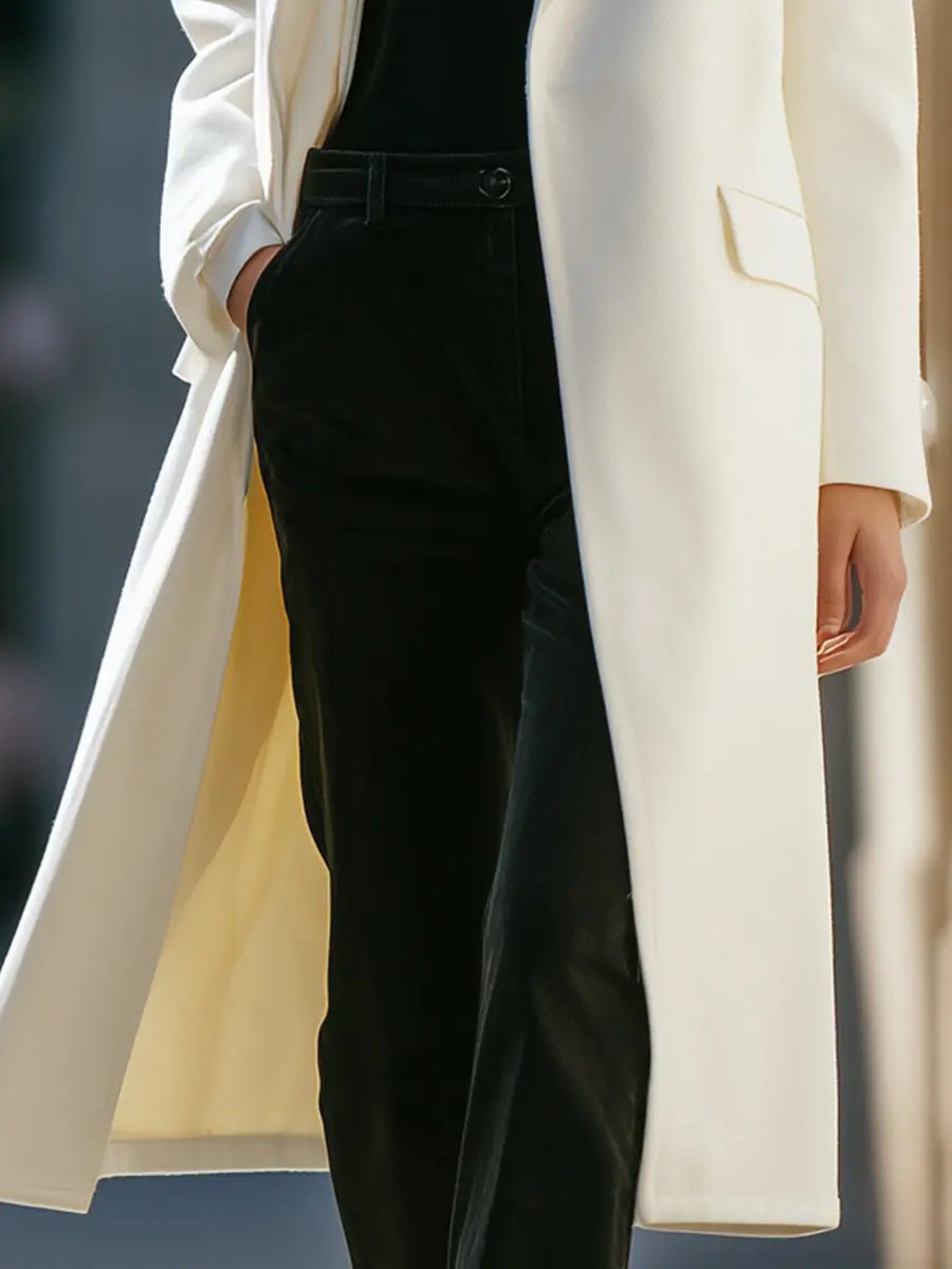 Timeless White Wool Longline - Long Coat CASA LARO