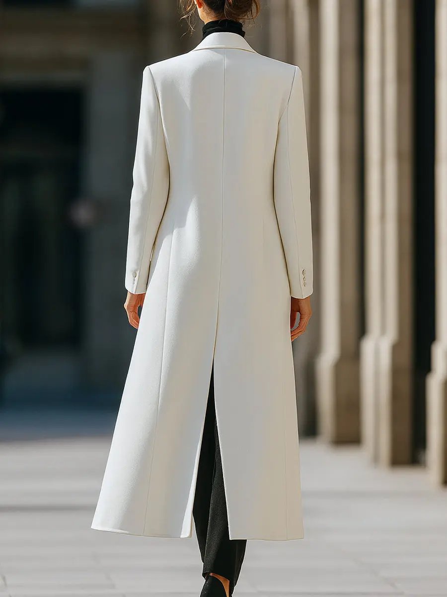 Timeless White Wool Longline - Long Coat CASA LARO