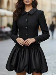 Tweed-Trim Satin Bubble Hem - Mini Dress CASA LARO