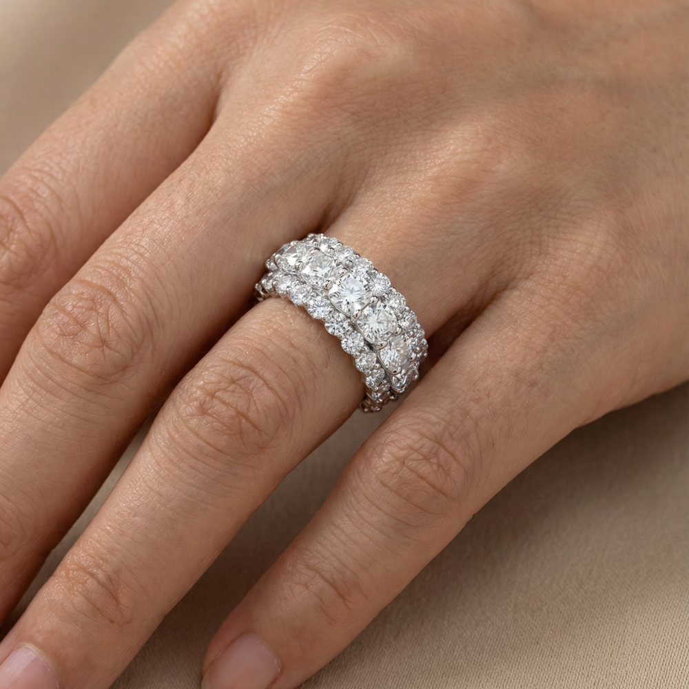 Eternity Cushion Cut Moissanite Sterling Silver Wedding Band shineofdiamond