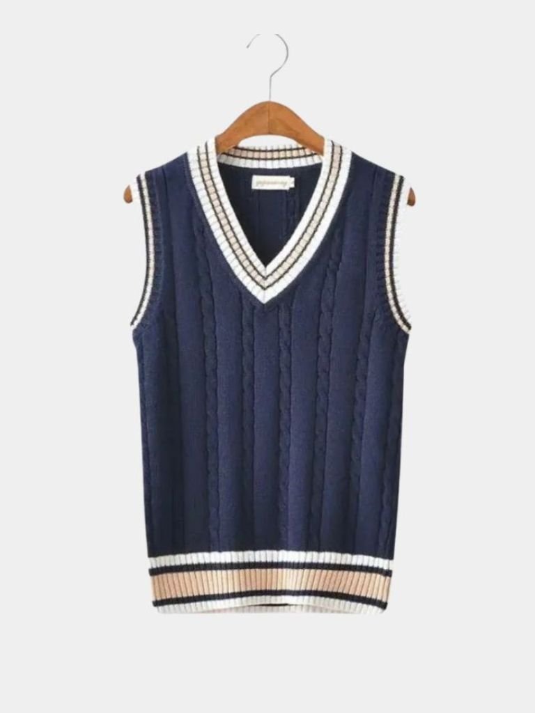 V Neck Elegant Knit Vest - Casa  Laro CASA LARO