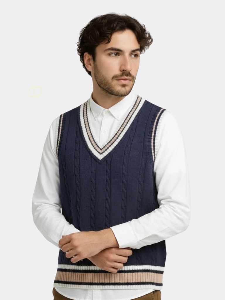 V Neck Elegant Knit Vest - Casa  Laro CASA LARO
