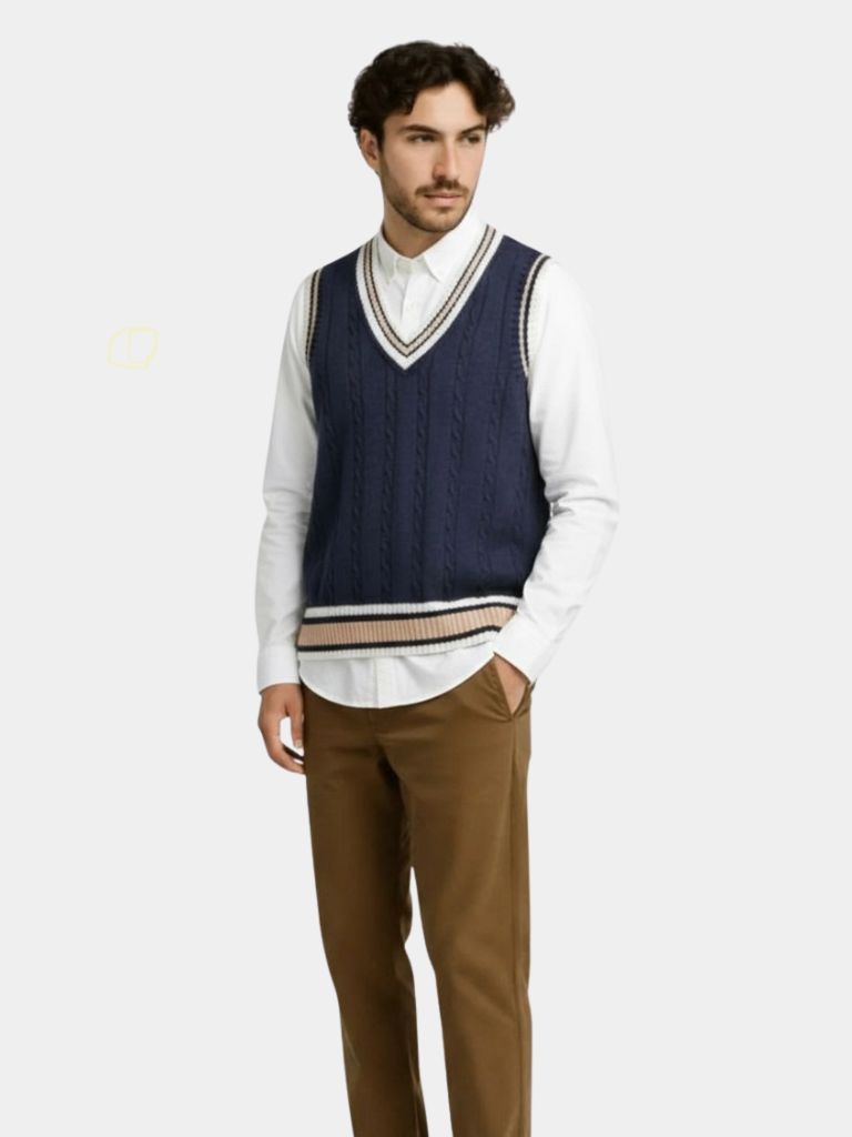 V Neck Elegant Knit Vest - Casa  Laro CASA LARO