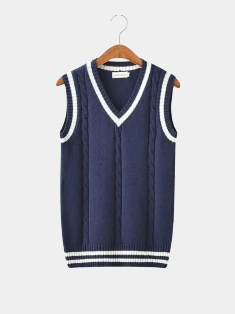 V Neck Elegant Knit Vest - Casa  Laro CASA LARO