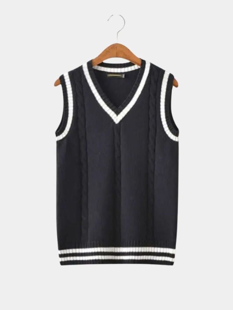 V Neck Elegant Knit Vest - Casa  Laro CASA LARO