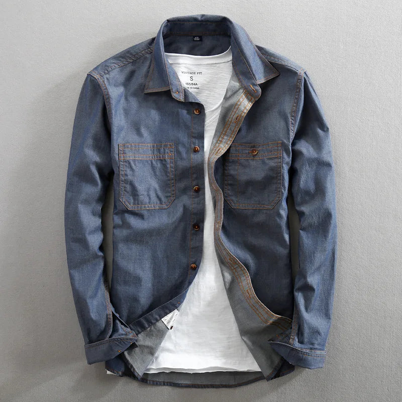 Vintage Washed Blue Denim - Shirt CASA LARO MEN