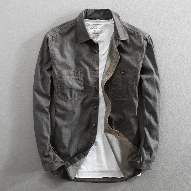 Vintage Washed Blue Denim - Shirt CASA LARO MEN
