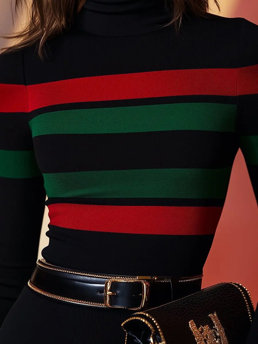 Vivid Striped Turtleneck - Sweater CASA LARO