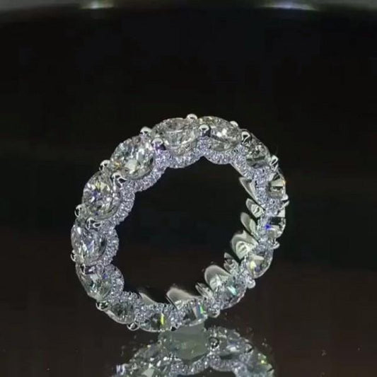Eternity Round Cut Sterling Silver Wedding Band Shineofdiamond