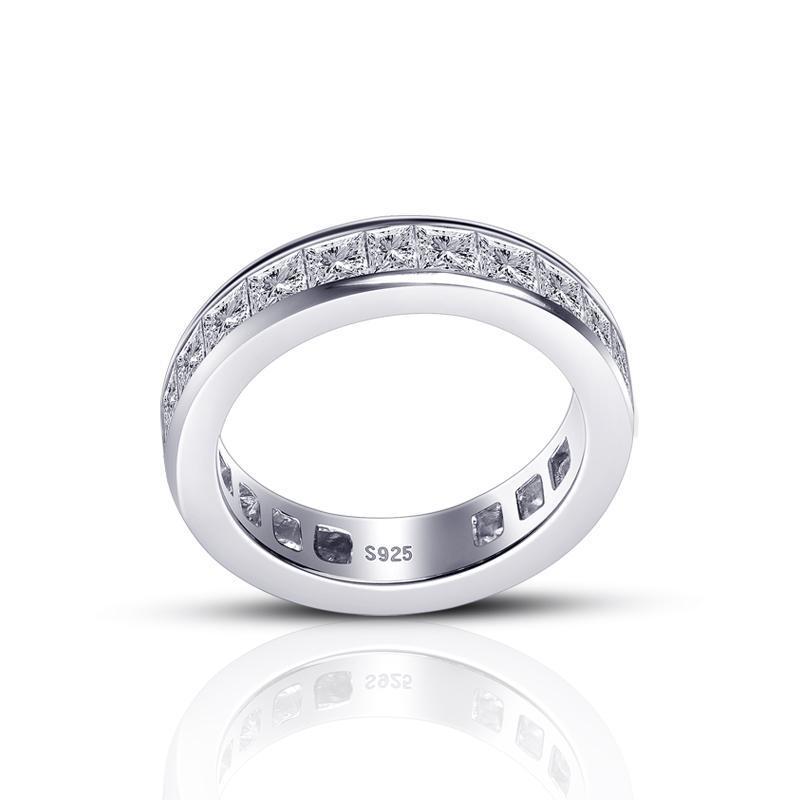 Classic Princess Cut Sterling Silver Wedding Band shineofdiamond