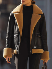 Warm Black Shearling-Lined Aviator - Jacket CASA LARO