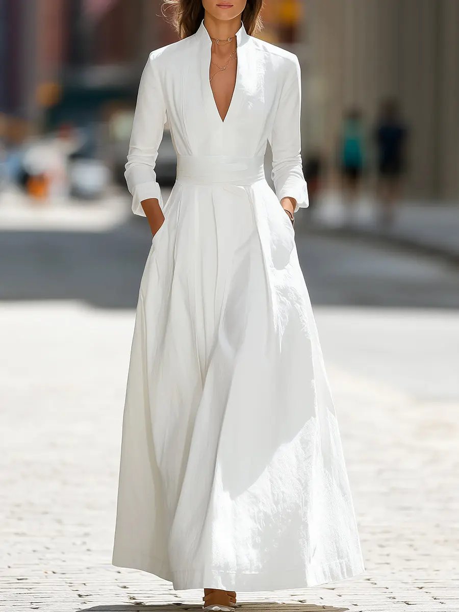 White Structured Longline Tailored Fit - Maxi Dress CASA LARO
