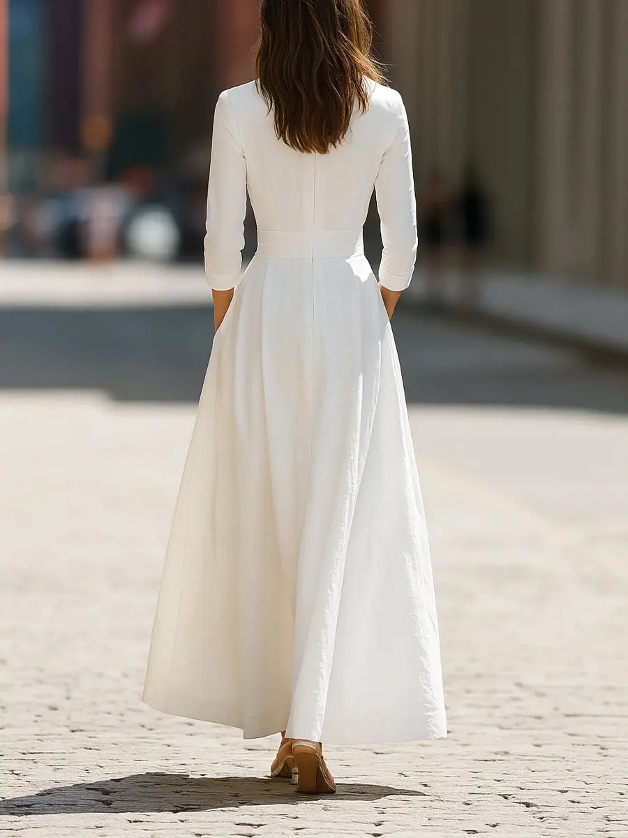 White Structured Longline Tailored Fit - Maxi Dress CASA LARO
