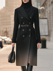 Women's Black Ombre Double-Breasted Belted - Coat CASA LARO