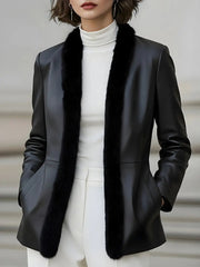 Women's Faux Leather Fur-Trimmed Tailored Fit - Blazer CASA LARO