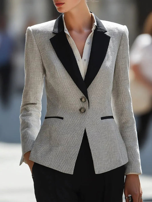 Women's Gray Tweed With Contrast Collar - Blazer CASA LARO