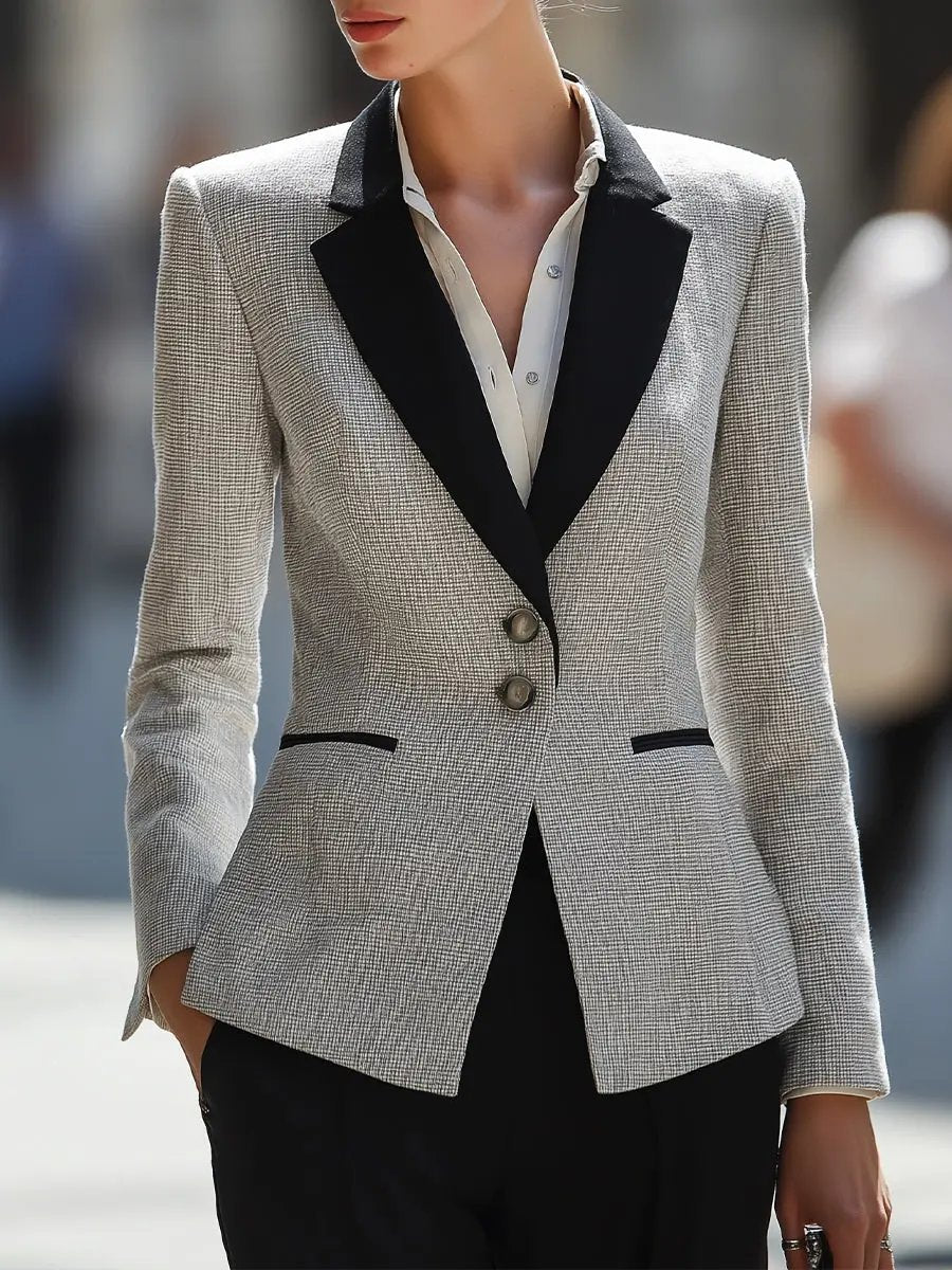 Women's Gray Tweed With Contrast Collar - Blazer CASA LARO