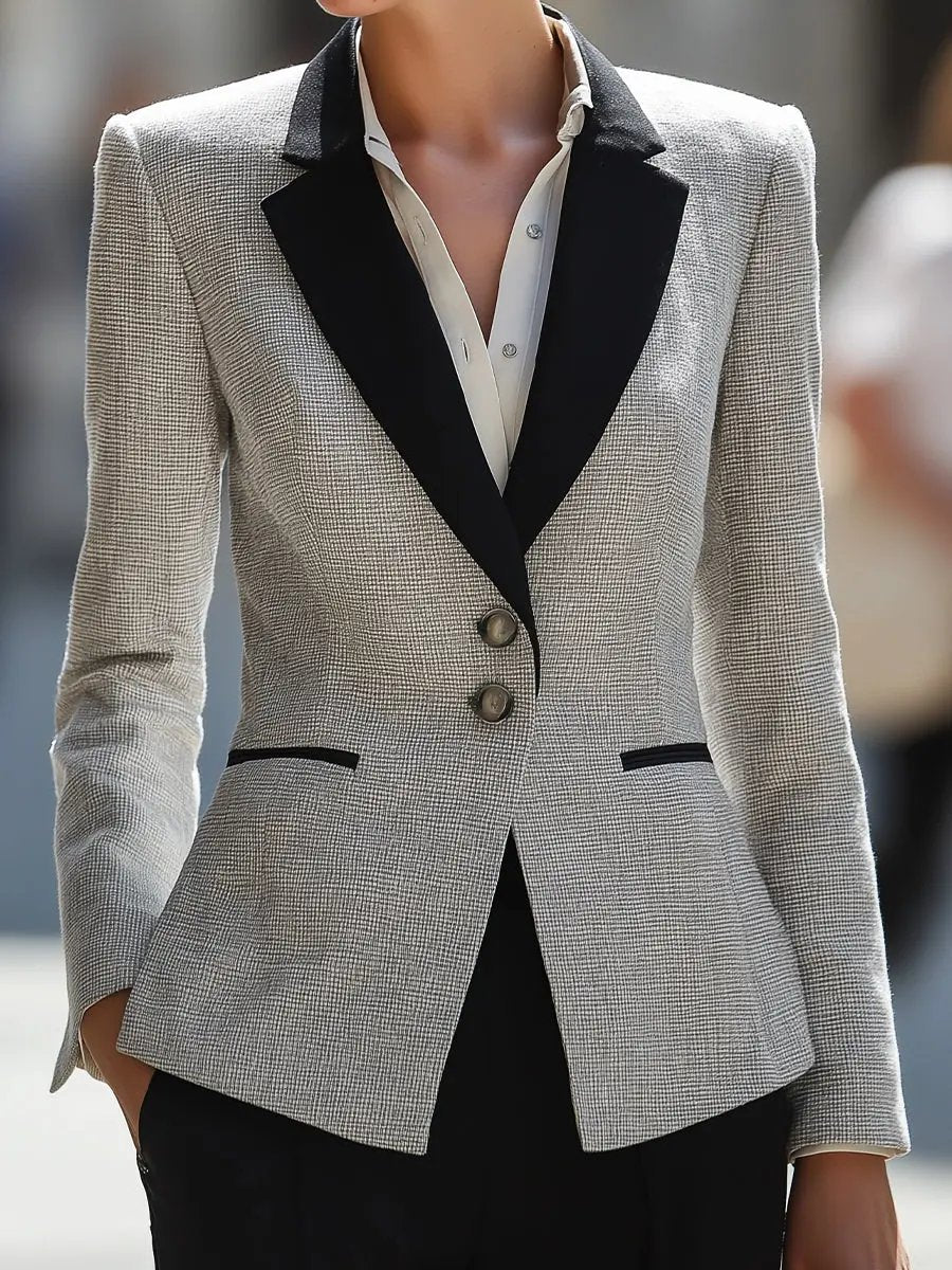 Women's Gray Tweed With Contrast Collar - Blazer CASA LARO