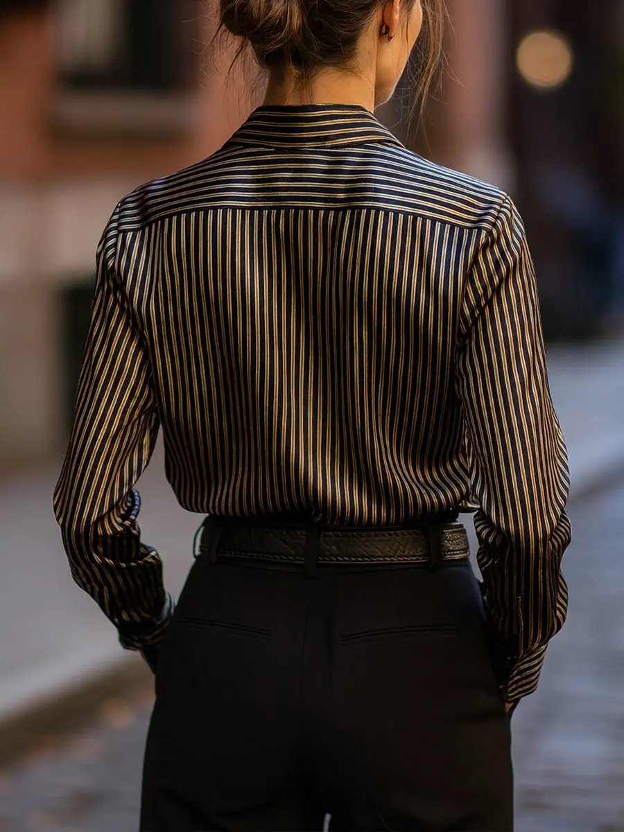 Women's Metallic-Stripe Satin - Blouse CASA LARO