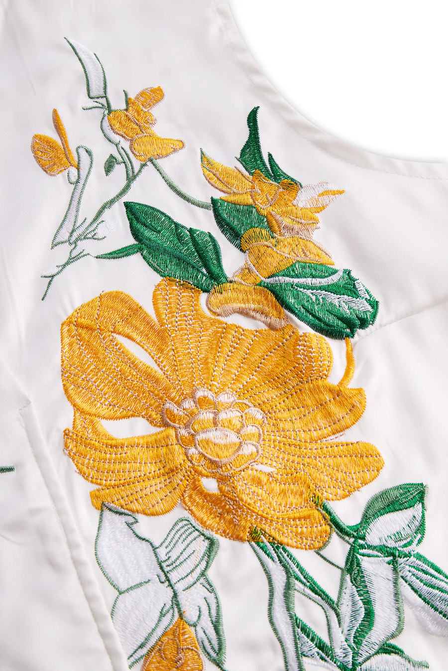 Women's Yellow Floral Embroidered Sleeveless - Blouse CAAYWORLD